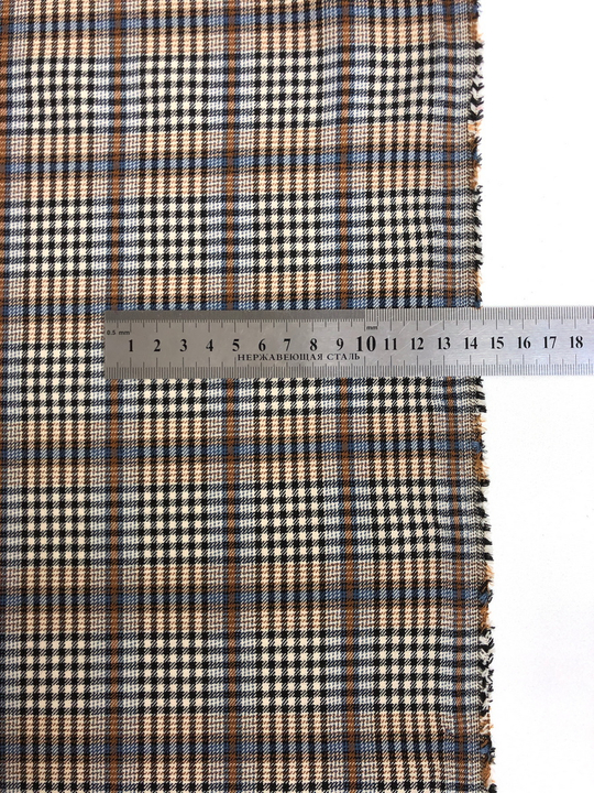 Костюмная принт клетка, беж/черный/синий
