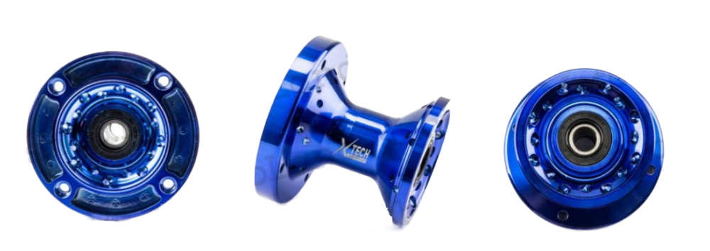 Ступица передняя CNC (R12"/14"/17" d=15mm) синяя 100x76x4 M6.9