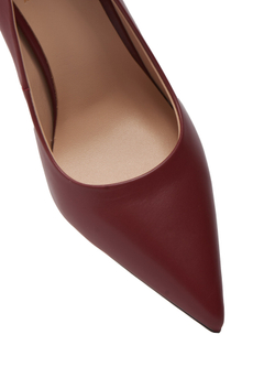 Женские туфли кожаные бордовые с квадратным каблуком