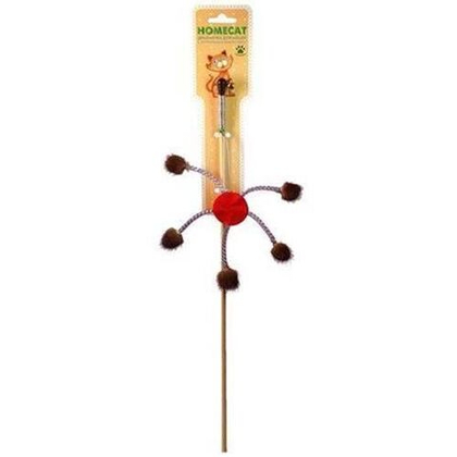 HOMECAT Дразнилка для кошек Солнышко с фетром и норковыми помпонами на пружинках