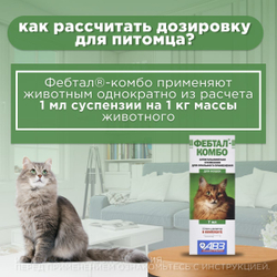 Суспензия для лечения и профилактики глистов АВЗ Фебтал-комбо для кошек, 7 мл