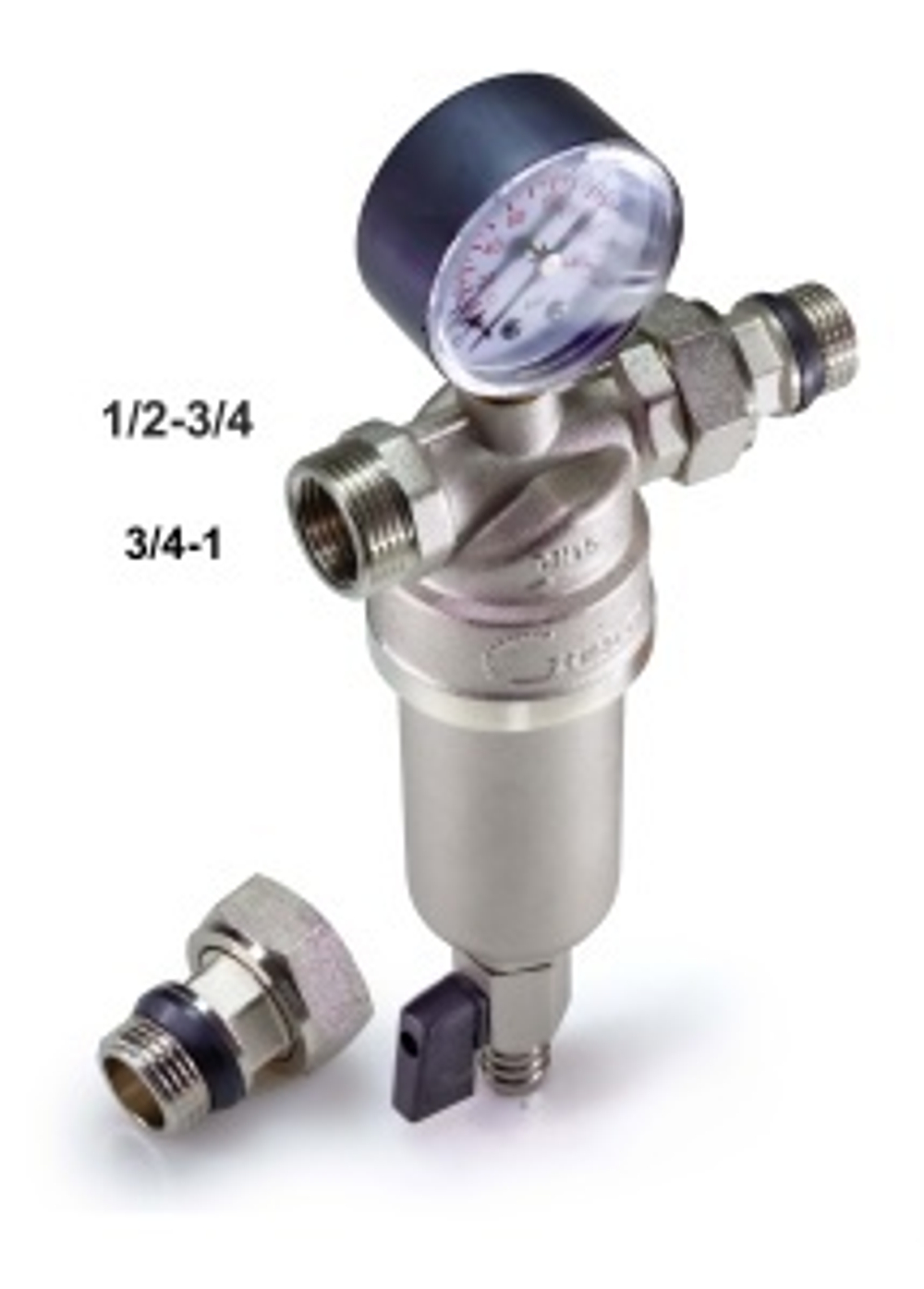 Фильтр промывной,со сливным краном и манометром 1/2 "ZEIS" 1/12
