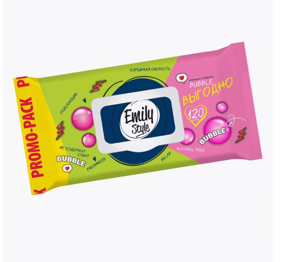 ES Эконом Вл.салфетки 100+20шт.BUBBLE FRESH Клапан 9116