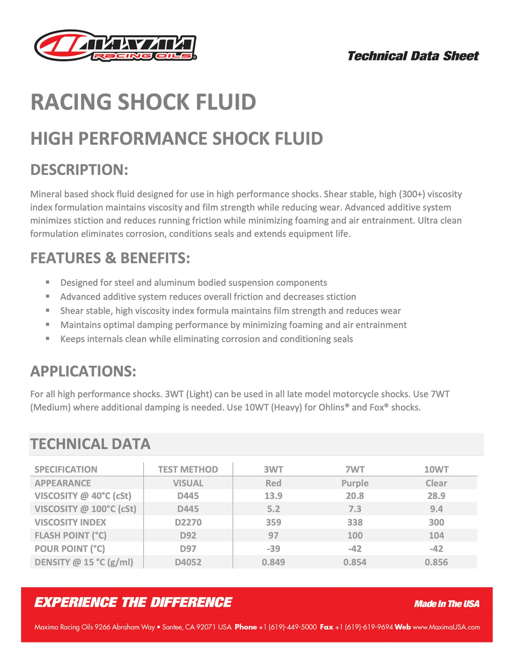 Maxima RACING SHOCK FLUID - (10wt масло для амортизатора)