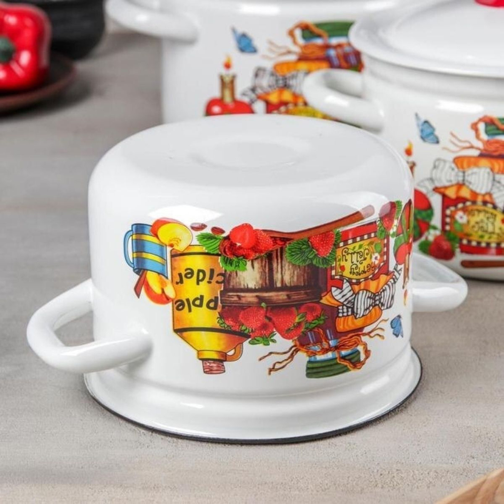 Набор эмалированной посуды 6 пр, кастрюли 2,3,4 л, Керчь, Деревенский-1