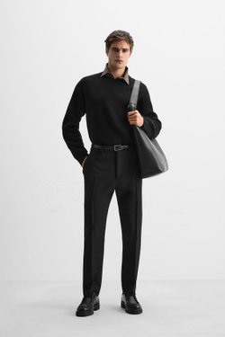 ZARA СВИТЕР ИЗ ПЛОТНОЙ СМЕСОВОЙ ШЕРСТИ, ЧЕРНЫЙ