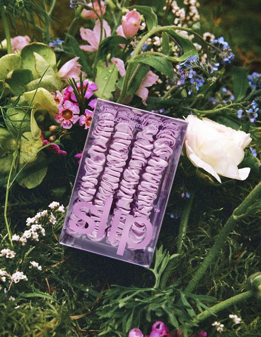 Набор узких резинок для волос из 100% шелка Slip Silk WILDFLOWER