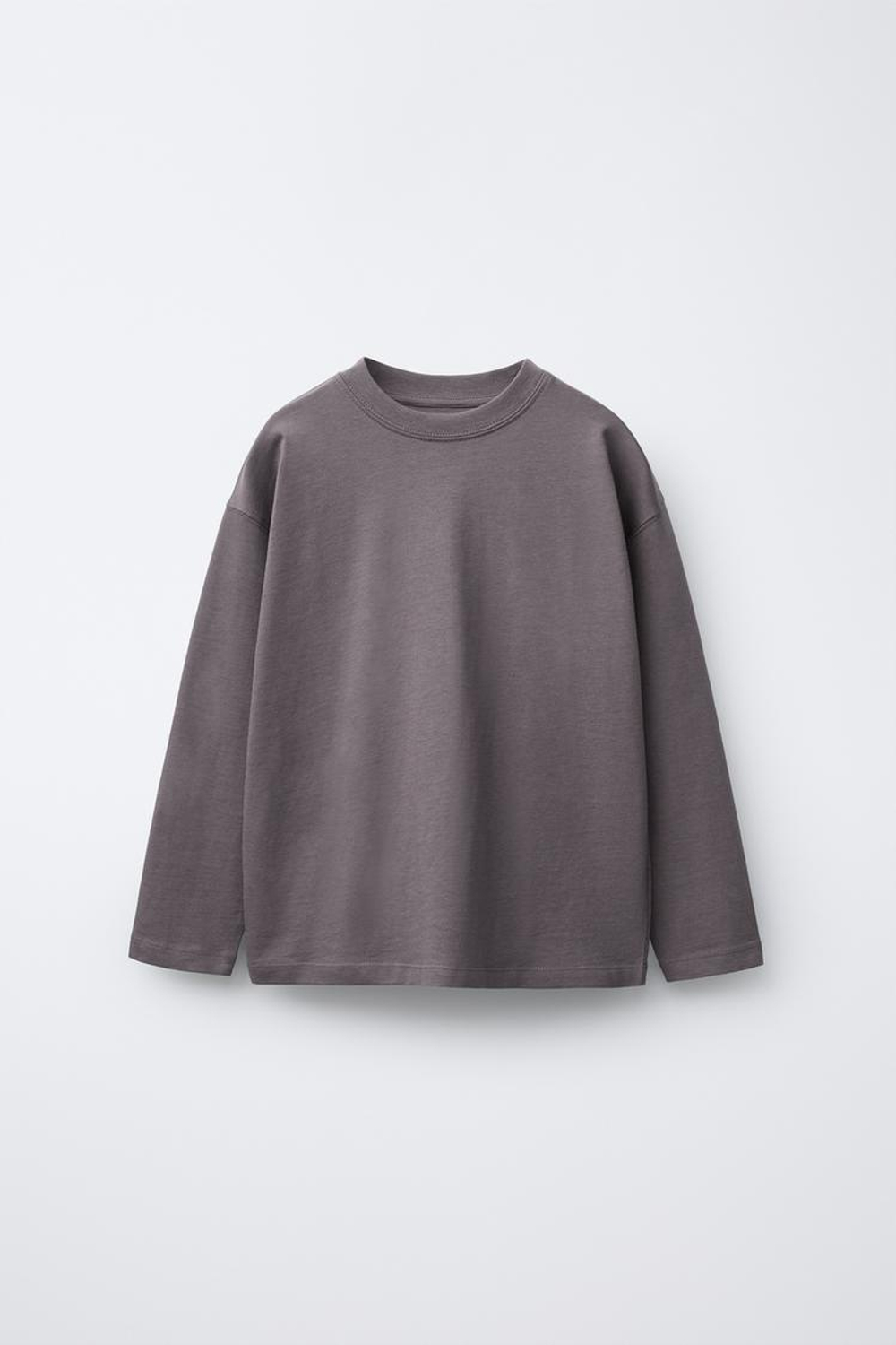 ZARA БАЗОВАЯ ФУТБОЛКА, ТЕМНАЯ МАЛЬВА