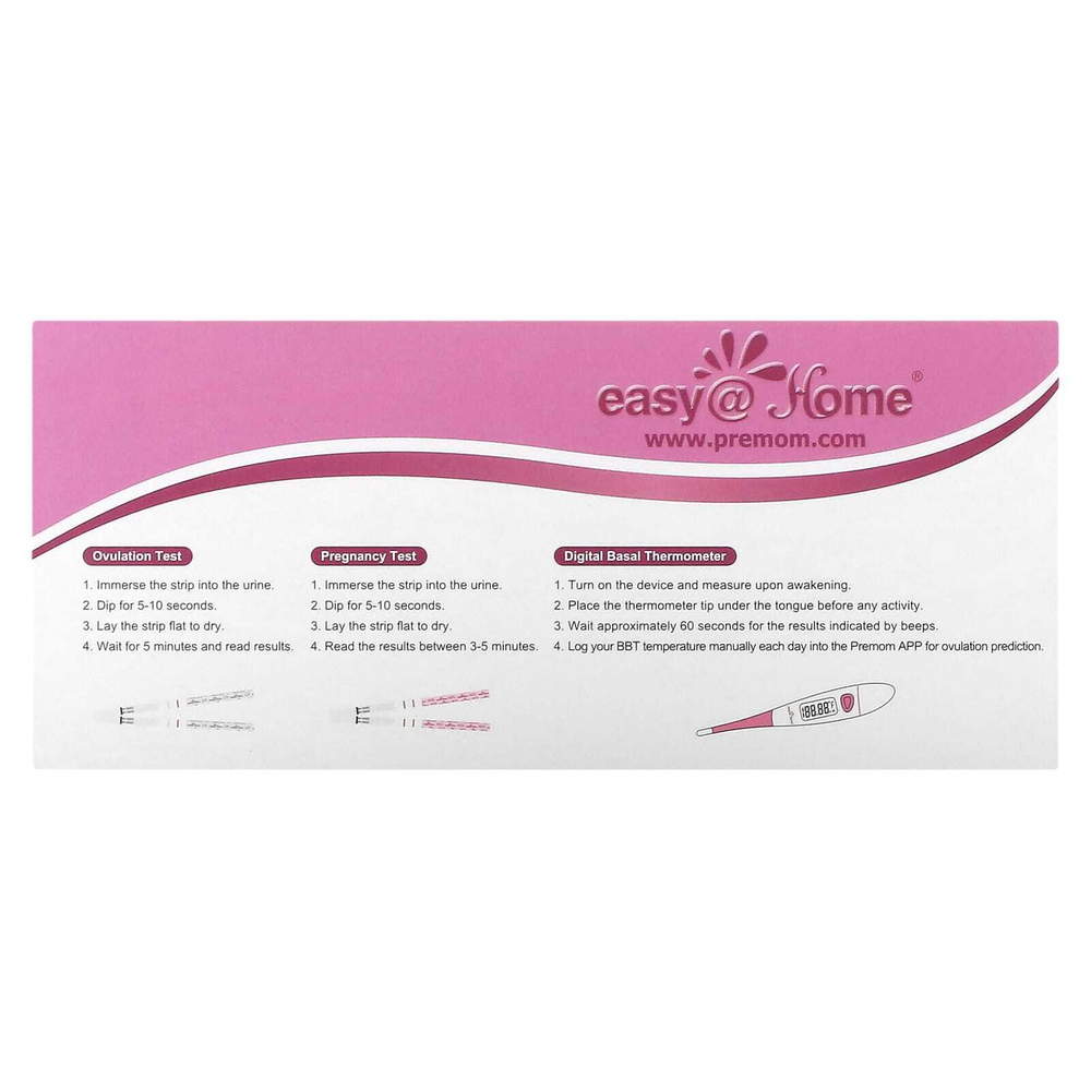 Easy@Home, набор для теста на репродуктивную систему, 50 тестов на овуляцию, 20 тестов на беременность, 1 шт. базальный термометр, набор из 141 шт.