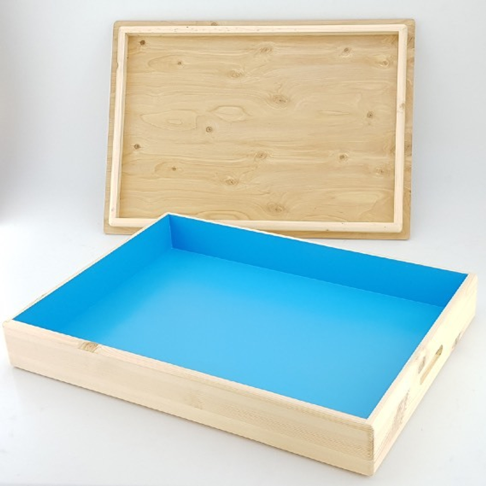 Песочница настольная Юнгианская с голубым дном, с крышкой