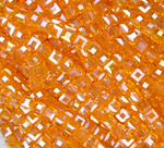 БВ007ДС4 Хрустальные бусины квадратные, цвет: оранжевый AB прозрачный, 4 мм, кол-во: 44-45 шт.