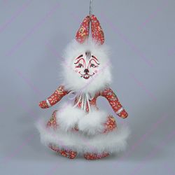Ёлочная игрушка Крольчиха с мехом