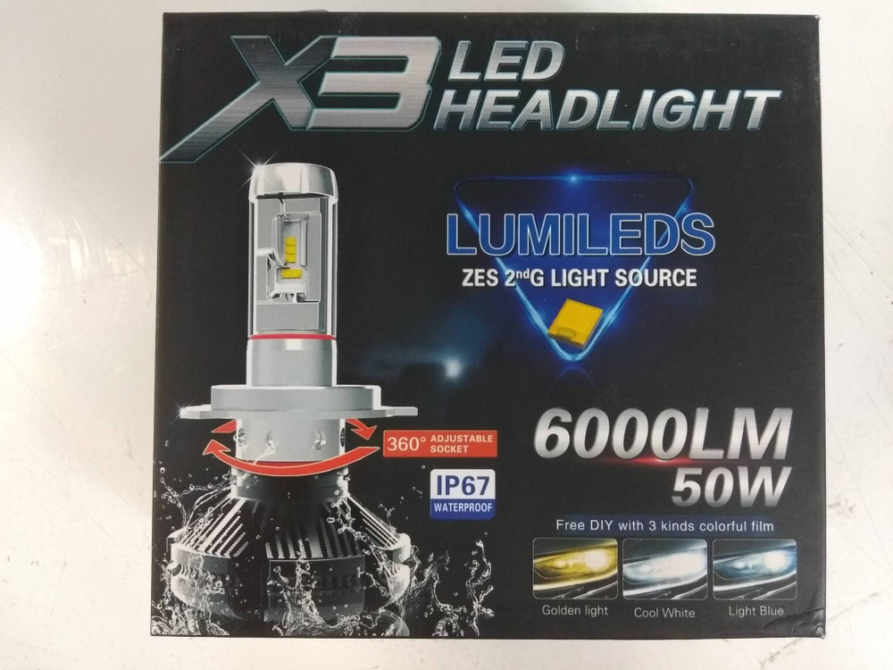 Комплект (H11) светодиодных ламп X3 Led Headlight (Цоколь: H11) 50W 6000Lm (2 шт. / комплект) 0.3 кг 16х15х7