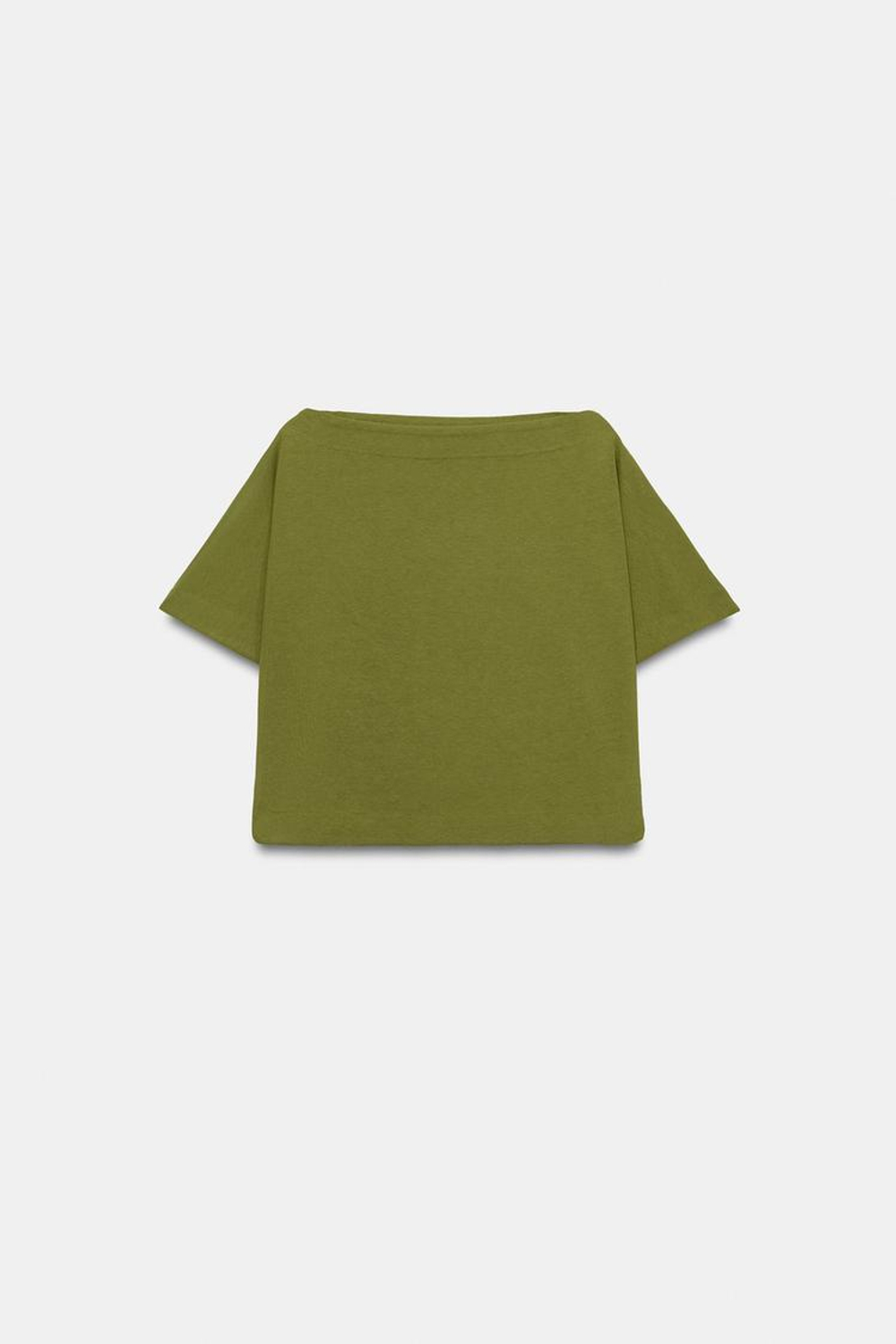 ZARA КРОП-ТОП С ЭФФЕКТОМ НАКИДКИ, ОЛИВКОВЫЙ