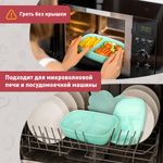 Ланч-бокс контейнер, 3 секции, 8 отделений, 1,9 л, ложка, вилка, нож, 10х21х14 см, мятный, JOYLUX (ДЖОЙЛЮКС), 609350