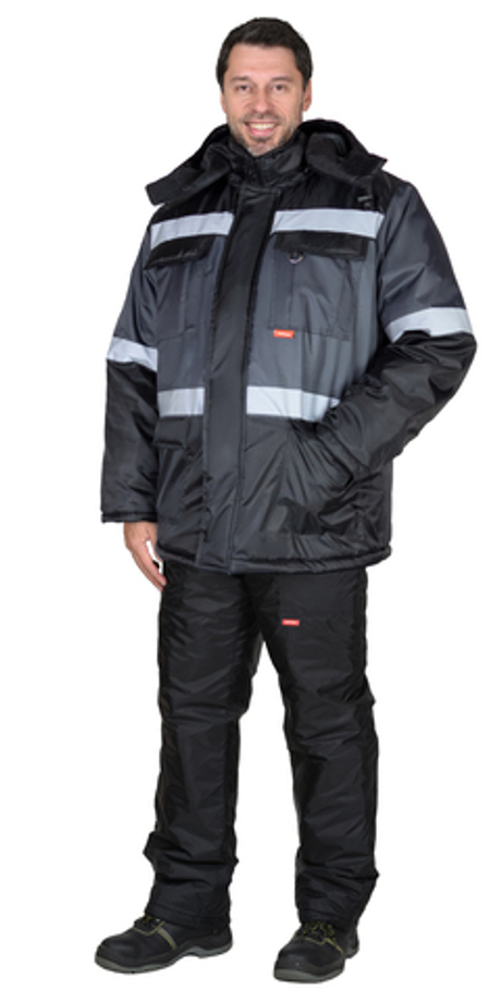 Куртка СИРИУС-ТЕРМИНАЛ зимняя, черная с темно-серым и СОП