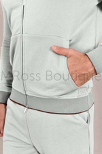 Мужской светло-серый спортивный костюм Loro Piana с капюшоном