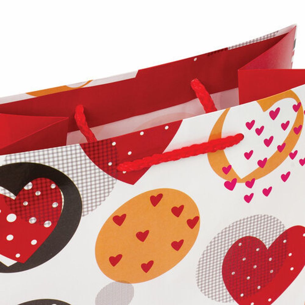 Пакет подарочный 17,8x9,8x22,9 см, ЗОЛОТАЯ СКАЗКА "Сердечки", ламинированный, 606580