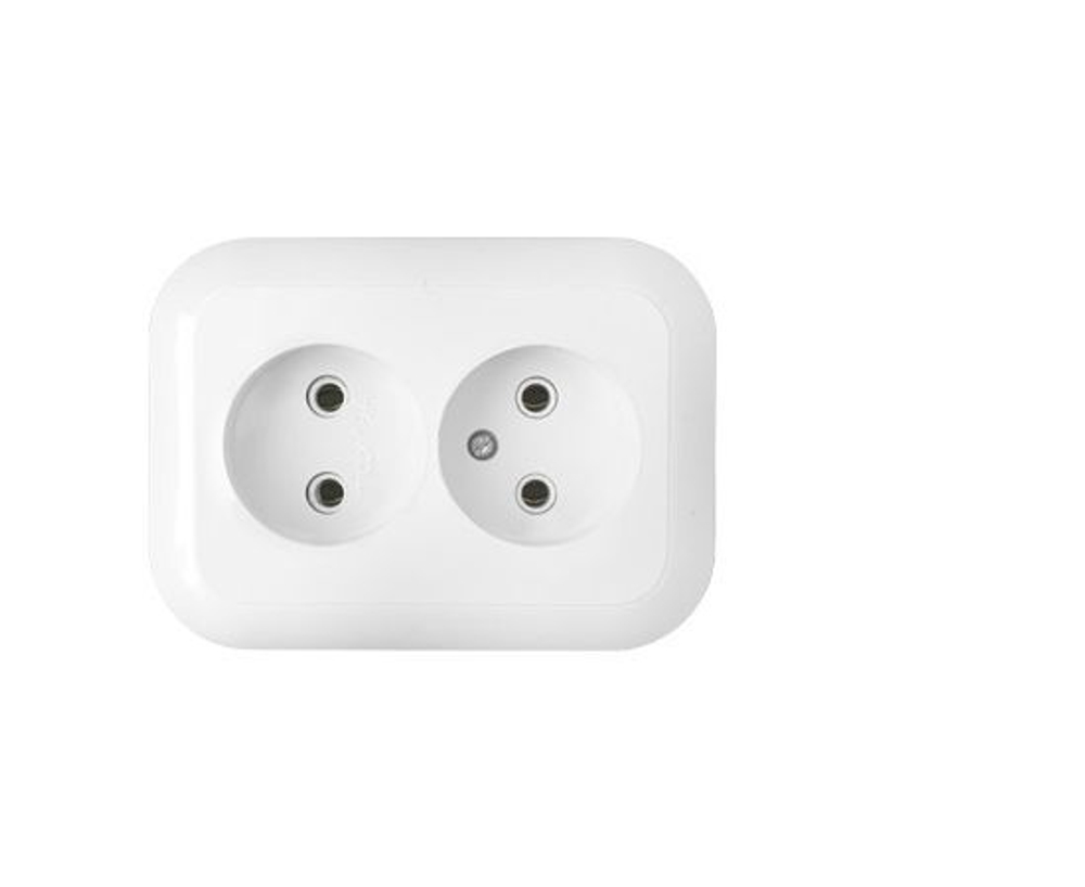 Розетка Bylectrica Гармония встраиваемая, 2-местная, белая, пластик РС16-237