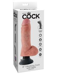 Вибромассажер со съёмной присоской 8  Vibrating Cock with Balls - 20,3 см.