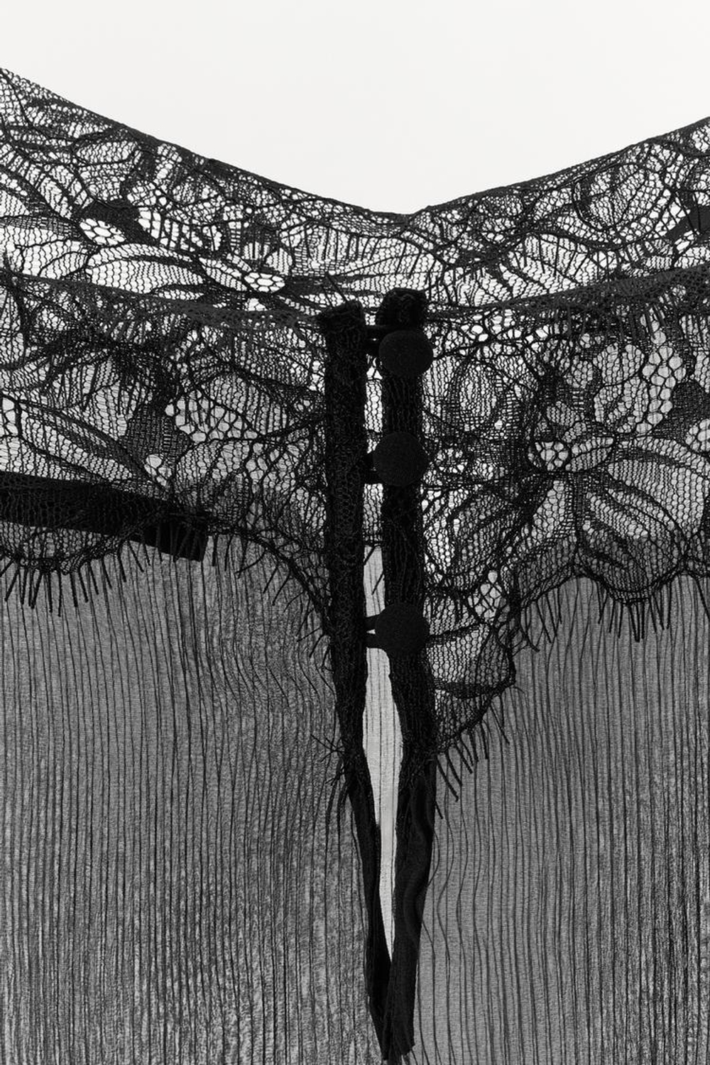 ZARA ПЛИССИРОВАННЫЙ КРУЖЕВНОЙ ТОП, ЧЕРНЫЙ