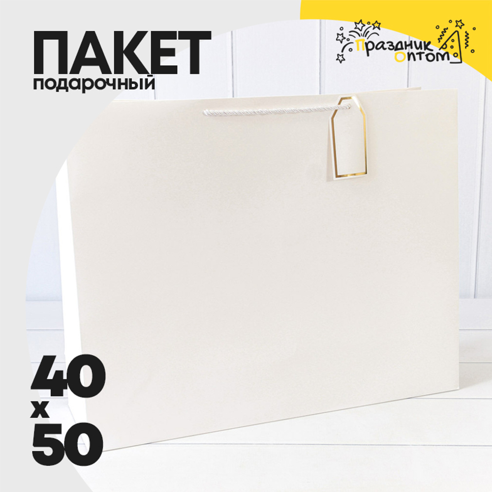 Пакет подарочный 50х40х15см Фигуры и узоры "Фактура" (Белый)