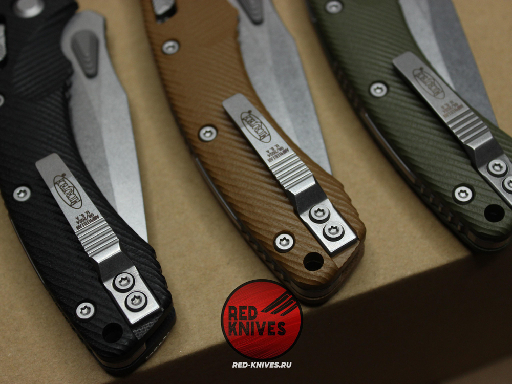 Нож Microtech Amphibian G10 - песочная рукоять G10, клинок стоунвош RK/459