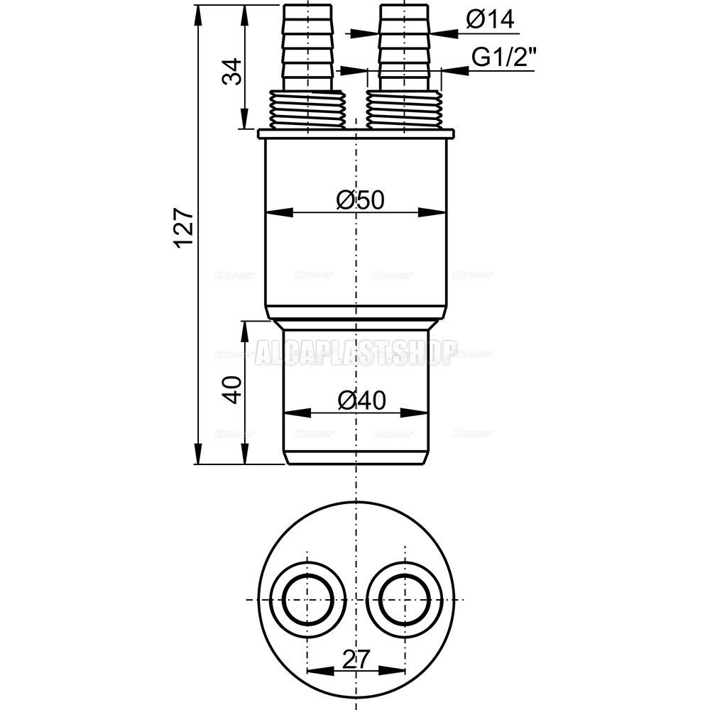 Муфта переходная HT 40/50*G1/2" AKS6 ALKAPLAST