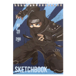 Скетчбук А5 20л., "Аниме", 200г/м2, Миленд, гребень сверху, жесткая подложка, мягкая обл., мат. лам., акварельная бумага