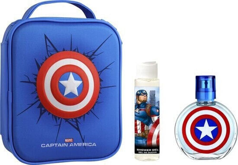 Набор для гигиены с ароматом &quot;Captain America&quot; EP Line 100 мл туалетной воды + 100 мл душевого геля + рюкзак