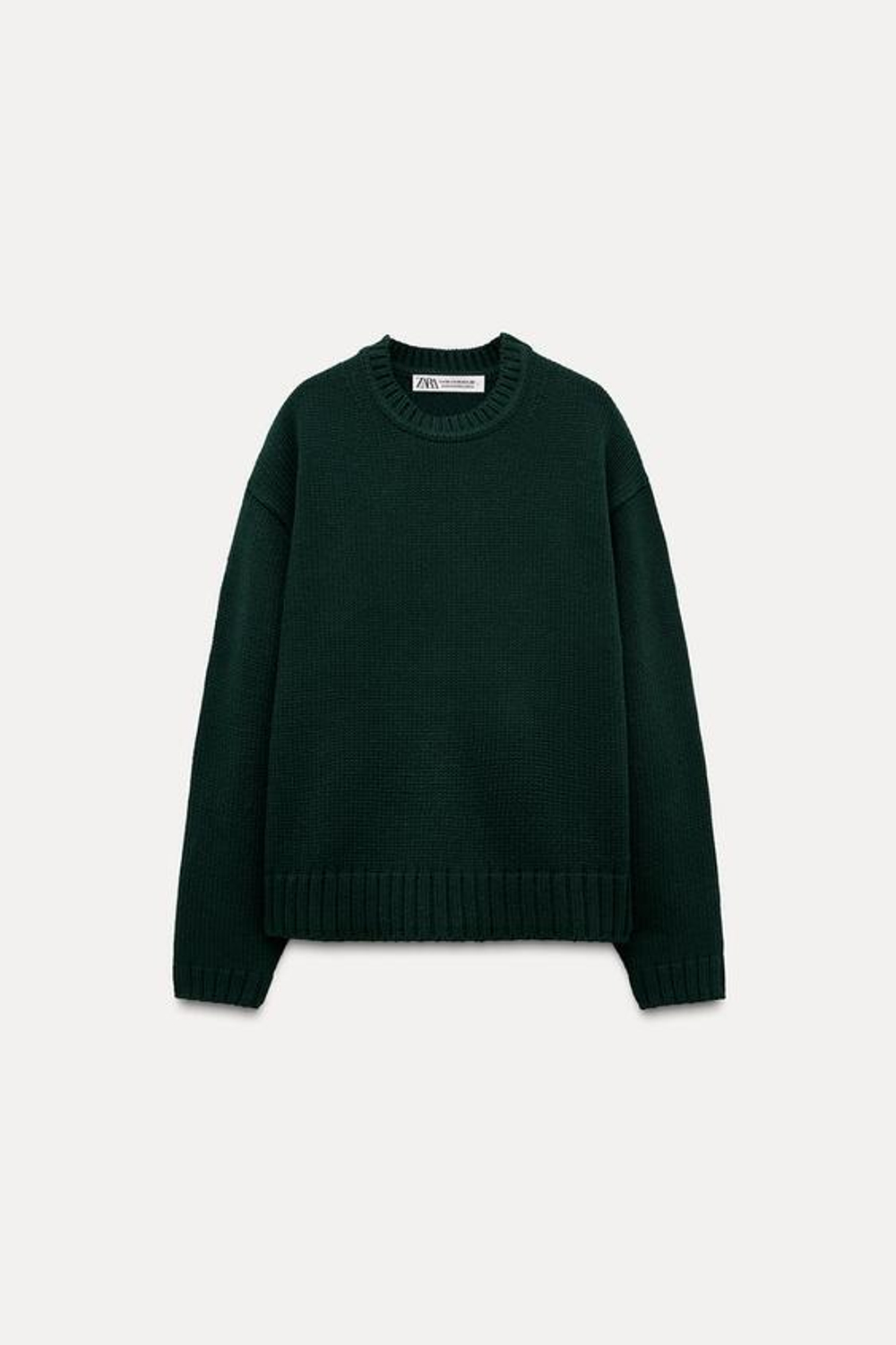 ZARA ОДНОТОННЫЙ СВИТЕР, ЗЕЛЕНЫЙ