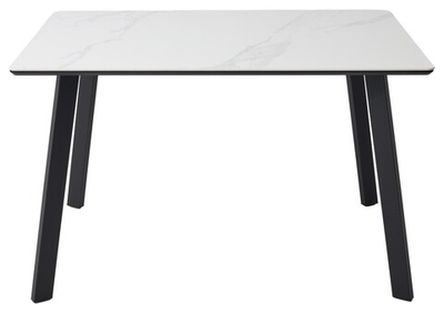 Стол ТИК ТАК 120  Белый мрамор MATTE, керамика / Черный каркас М-City