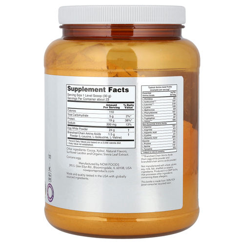 NOW Foods, Sports, яичный белок с BCAA, сливочный шоколад, 680 г (1,5 фунта)