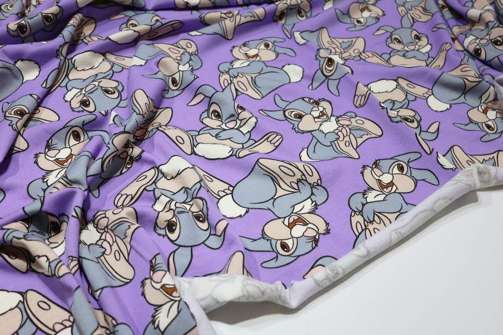 ЗАЙЦЫ - Футер с небольшим начесиком ПЕНЬЕ (КРВ648 Елена) (к0 непрокрас от кромки 50см, повторяется каждые 60см)