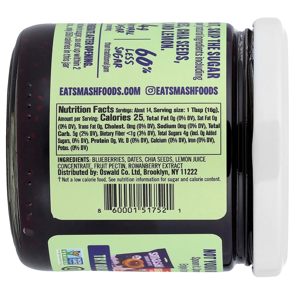 Smash Foods, фруктовая паста с суперфудами, голубика, 227 г (8 унций)