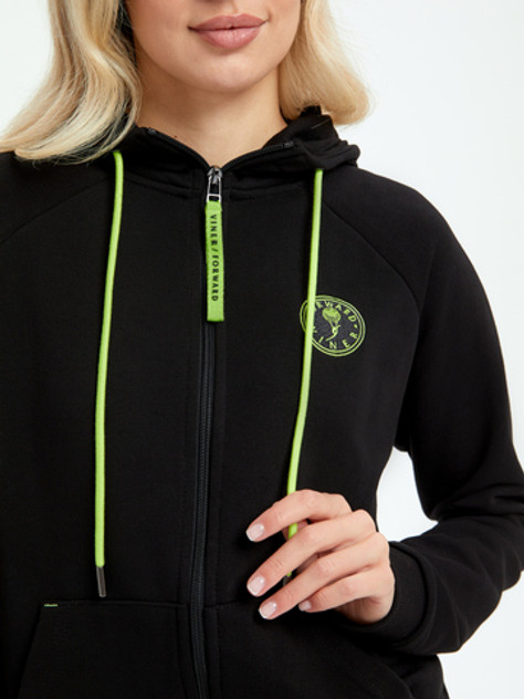 Спортивный парадный костюм для гимнастики женский, черно-салатовый Forward by Viner