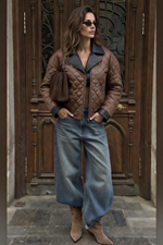 Куртка-косука комбинированная с кожей