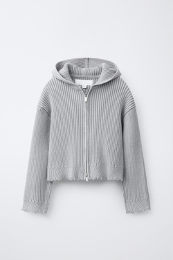 ZARA КАРДИГАН С КАПЮШОНОМ И МОЛНИЕЙ, МЯГКИЙ СЕРЫЙ