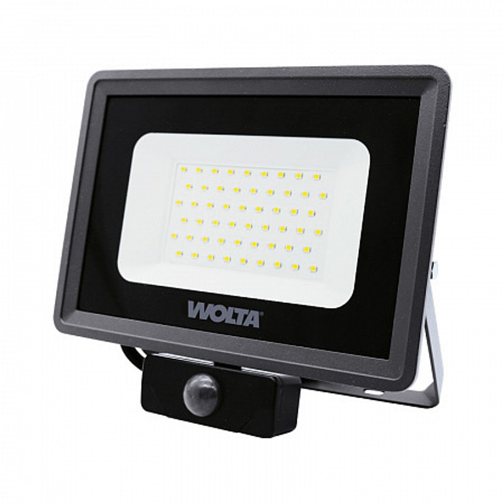 Прожектор LED 50Вт 5700K IP65 4500лм с датчиком движения WOLTA WFL-50W/06S