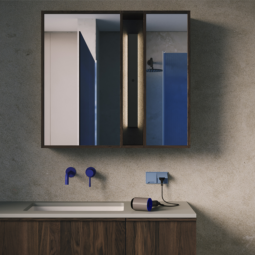 Накладка для розетки с заземлением, защитными шторками и крышкой, S70 (деним)