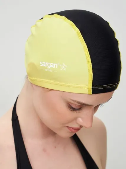 Шапочка для плавания лайкровая Sargan Классика унисекс черный/желтый