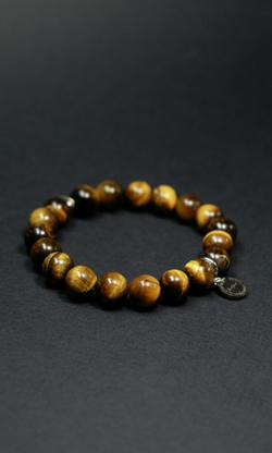 Браслет "Memo about Power" из тигрового глаза 10 мм с подвеской