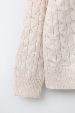 ZARA КАРДИГАН С УЗОРОМ «КОСЫ», ЭКРЮ