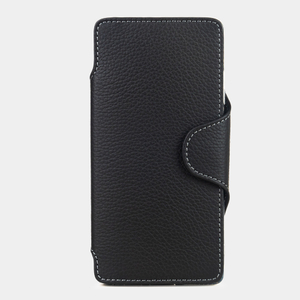 Чехол с картхолдером для Samsung Galaxy S25 Ultra из кожи теленка, черного цвета