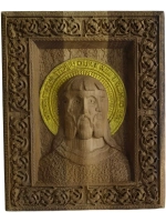 Икона Смесоипостасная Троица резная из массива дуба малая