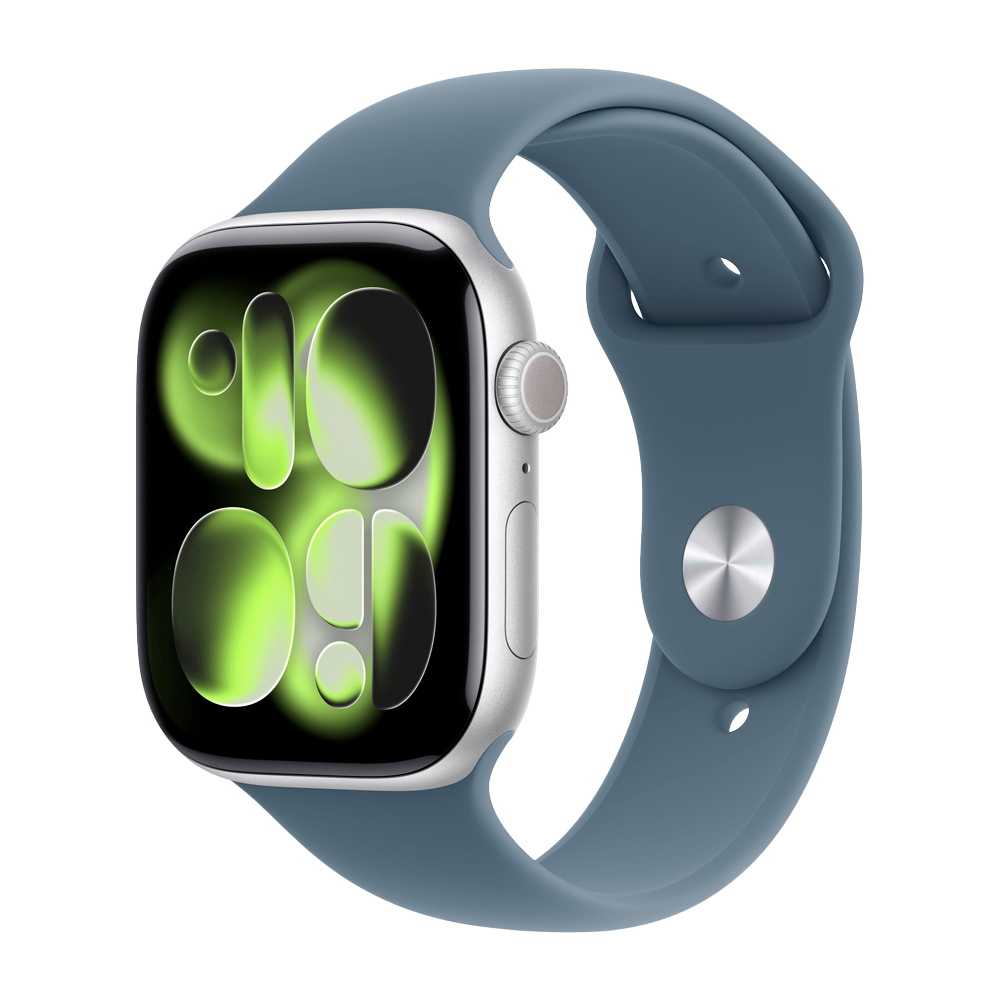 Умные часы Apple Watch Series 11 GPS, 46mm, Silver Aluminium Case with Anchor Blue Sport Band, M/L