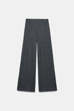 ZARA ШИРОКИЕ БРЮКИ ИЗ МЯГКОЙ ТКАНИ, СЕРЫЙ МЕЛАНЖ