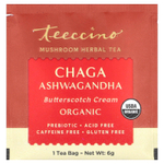 Teeccino, грибной травяной чай, чага и ашваганда, крем из ириски, без кофеина, 10 чайных пакетиков, 60 г (2,12 унции)