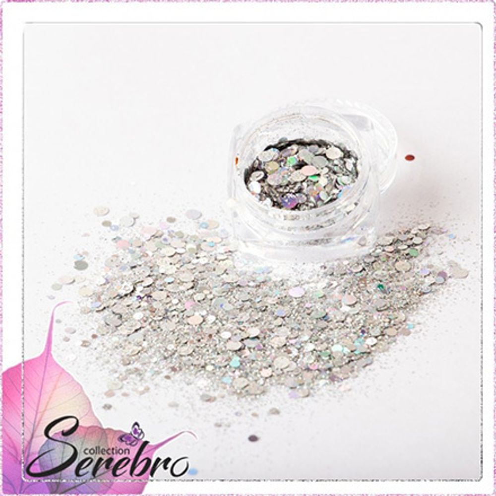 Дизайн для ногтей Лазерный блеск &quot;Serebro&quot;, цвет серебро