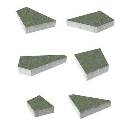 Тротуарная плитка ОРИГАМИ - Гранит Зеленый, комплект из 6 видов плит